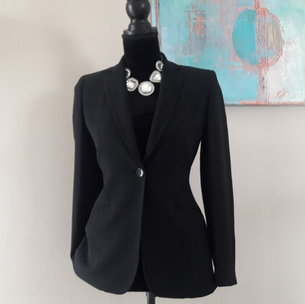 Ann Taylor Petites / Pinstripe/ Textured Blazer - Picture 2 of 8